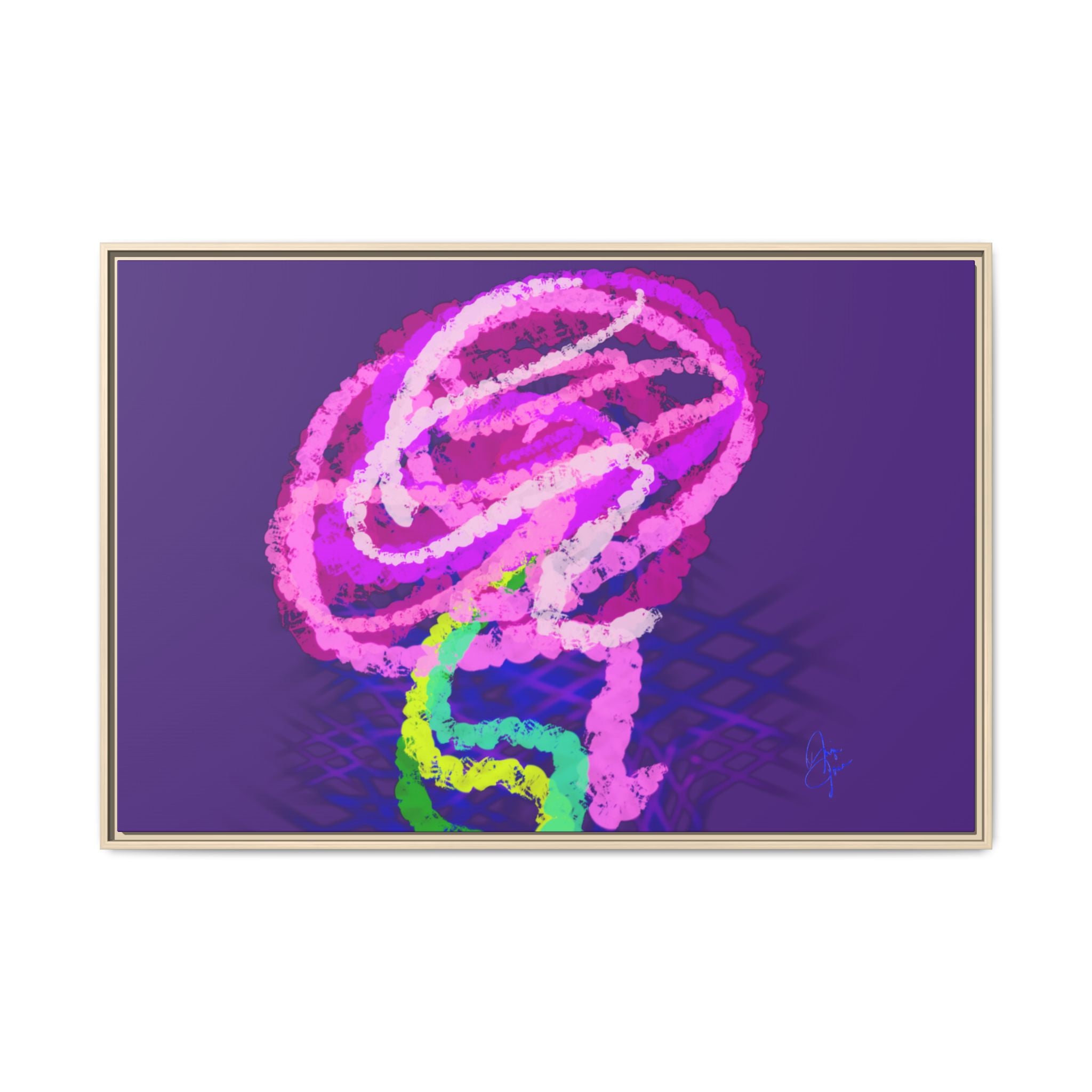 Framed Matte Canvas - Neon Rose Abstract Wall Art