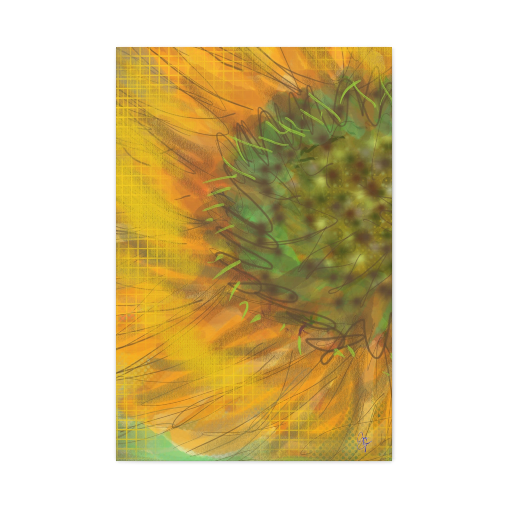 Sunflower Burst Matte Canvas Wall Art — Orange Stretched Canvas Print