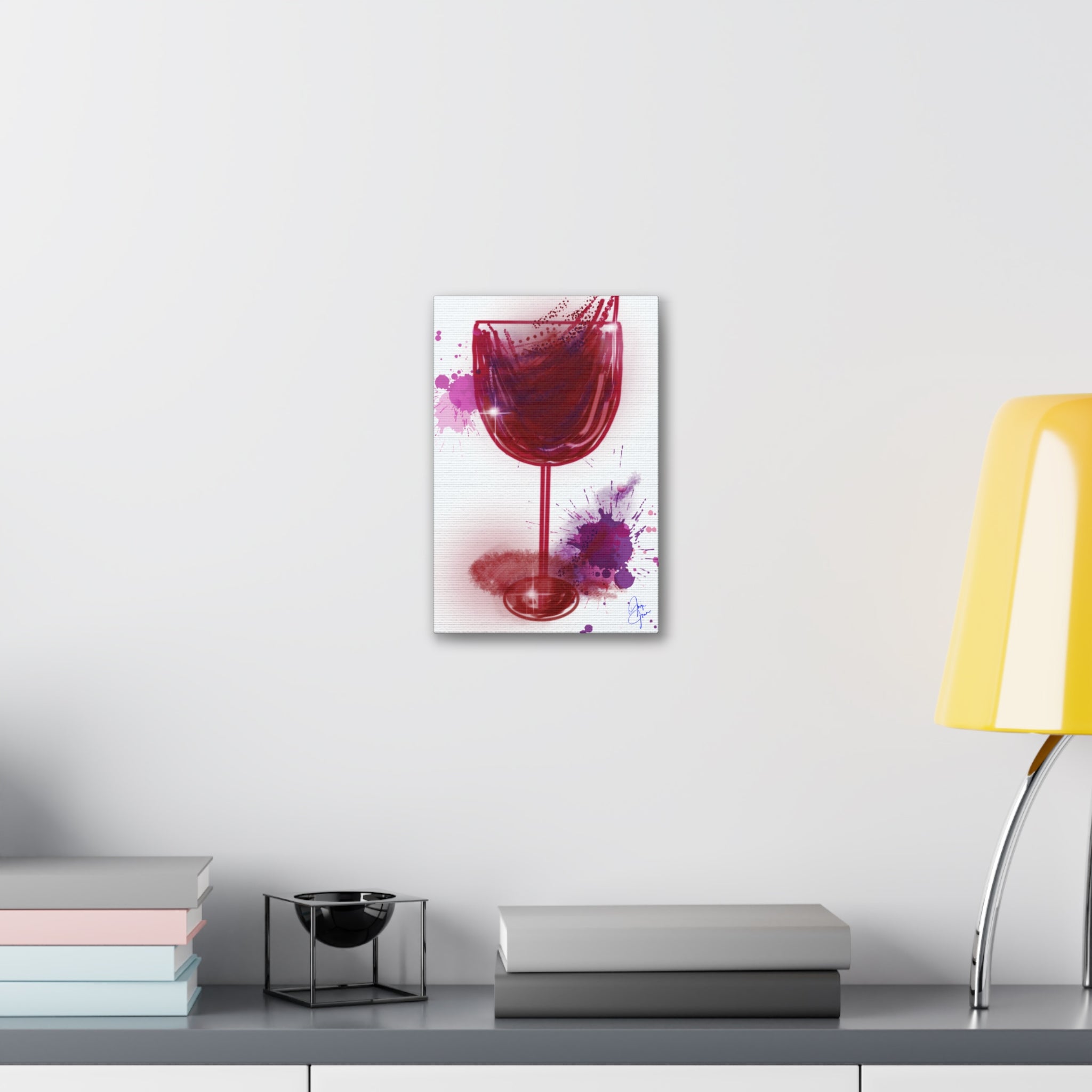 Wine Glass Art Canvas — Red Wine Splash Stretched Wall Art (1.5" Depth)