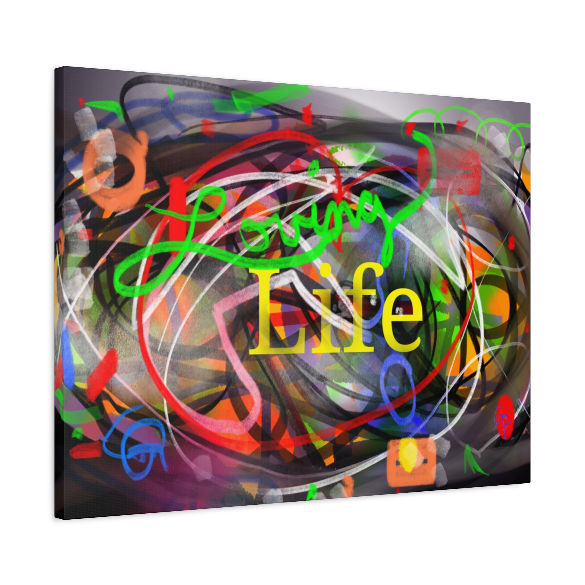 Loving Life Abstract Canvas Wall Art – Colorful Modern Stretched Matte Print