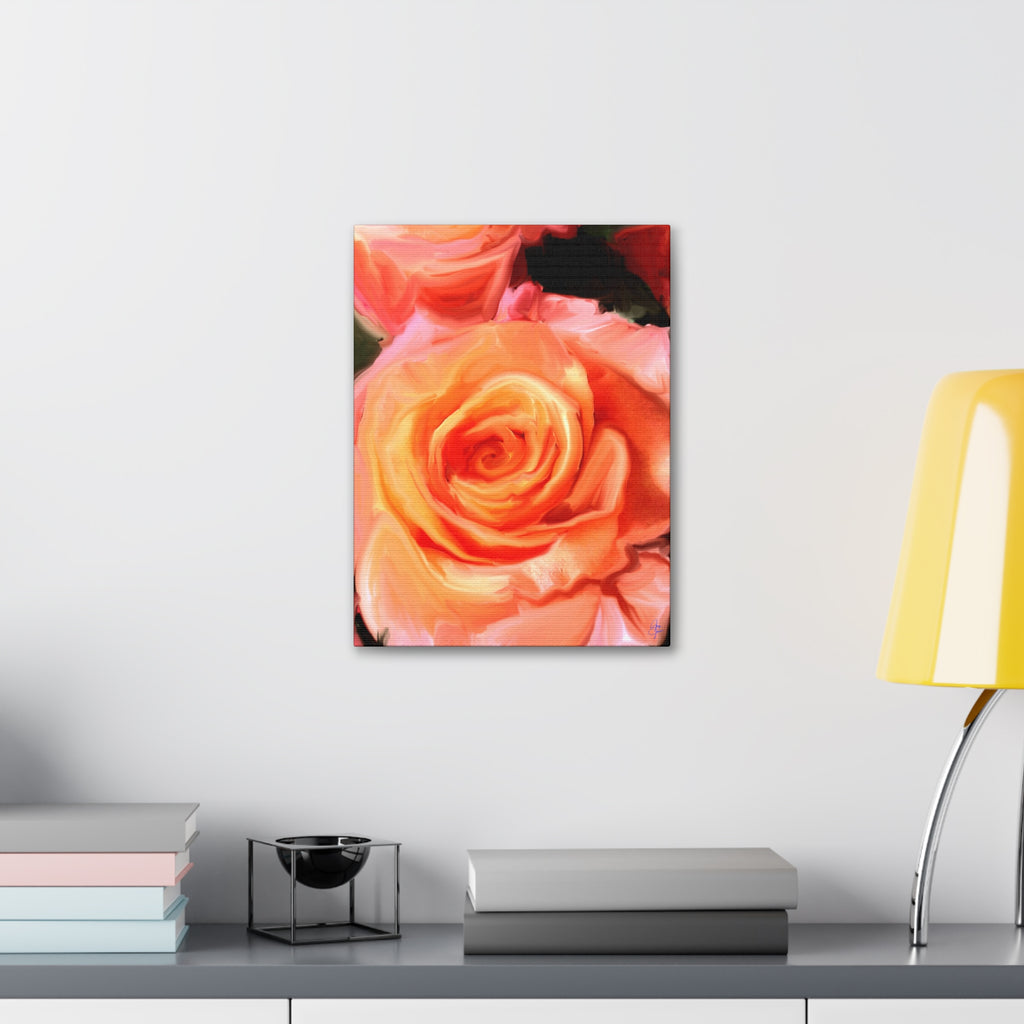 Orange Rose Canvas Print — Stretched 1.5" Wall Art