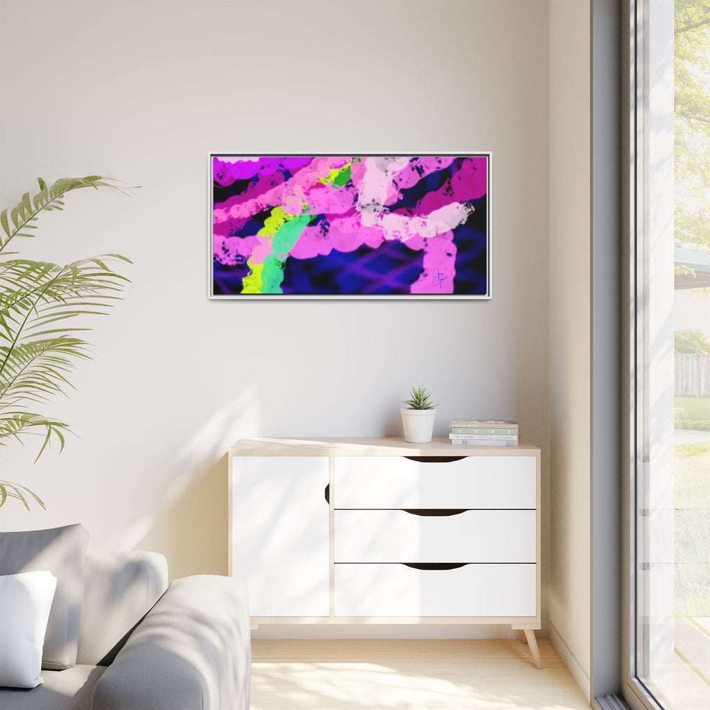Framed Matte Canvas - Neon Rose Abstract Wall Art