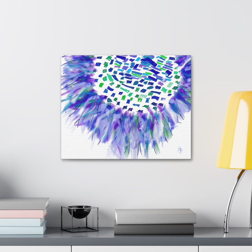 Abstract Blue-Purple Burst Canvas Stretched Art