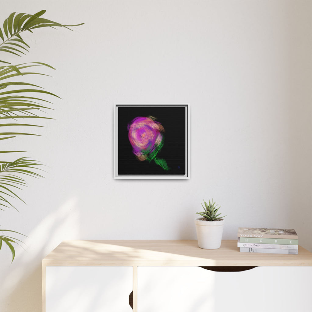 Abstract Rose Swirl Matte Framed Canvas — Multicolor Floral Wall Art