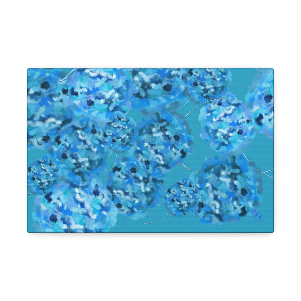 Blue Hydrangea Canvas Wall Art — Abstract Floral Stretched Canvas (1.5" Depth)