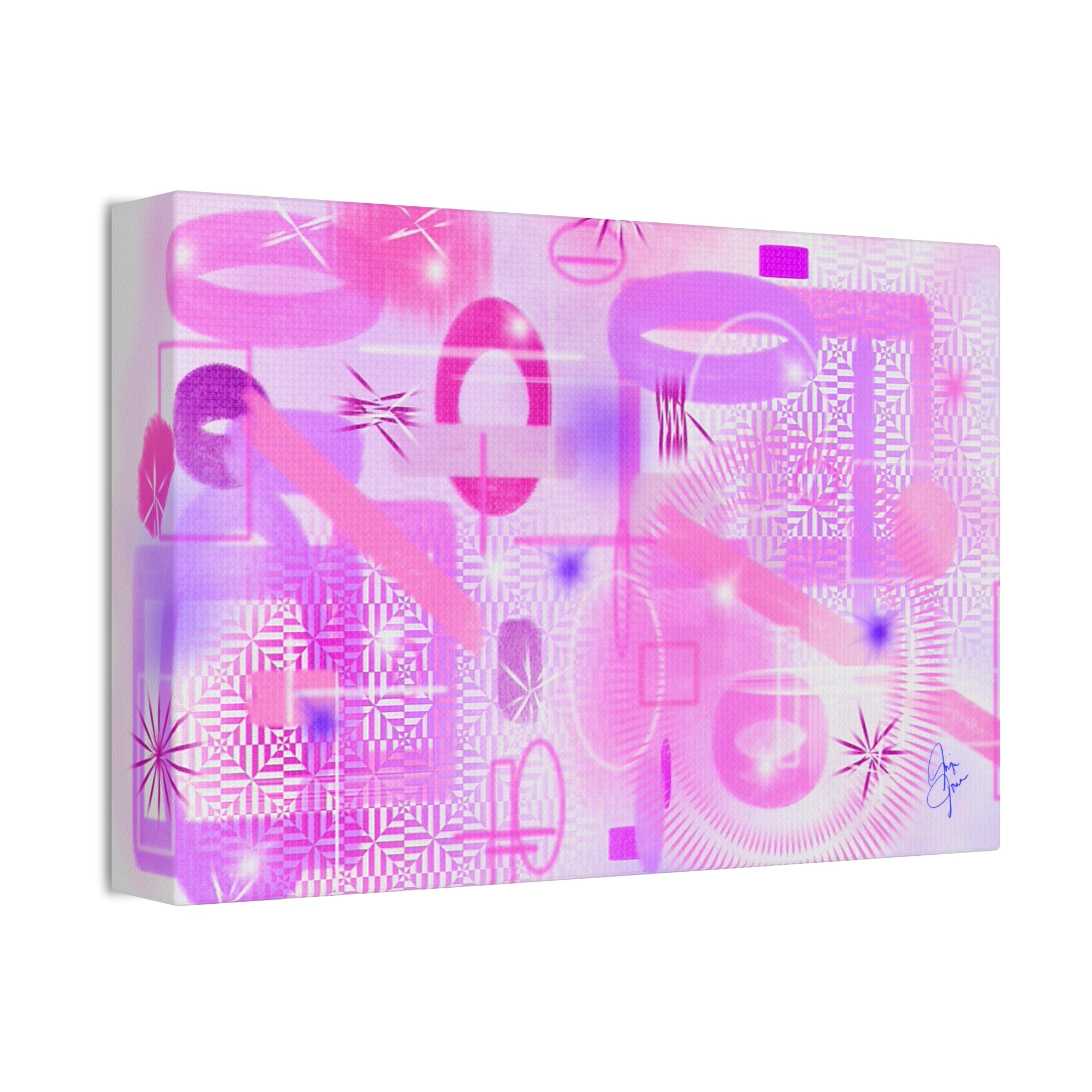 Abstract Pink Dream Canvas Wall Art — Modern Pastel Geometric Print