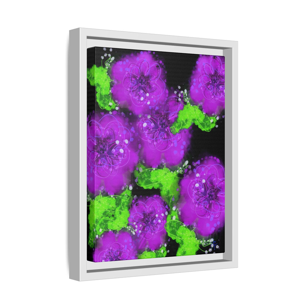 Framed Floral Canvas Print — Matte Multi-Color Blooms Wall Art