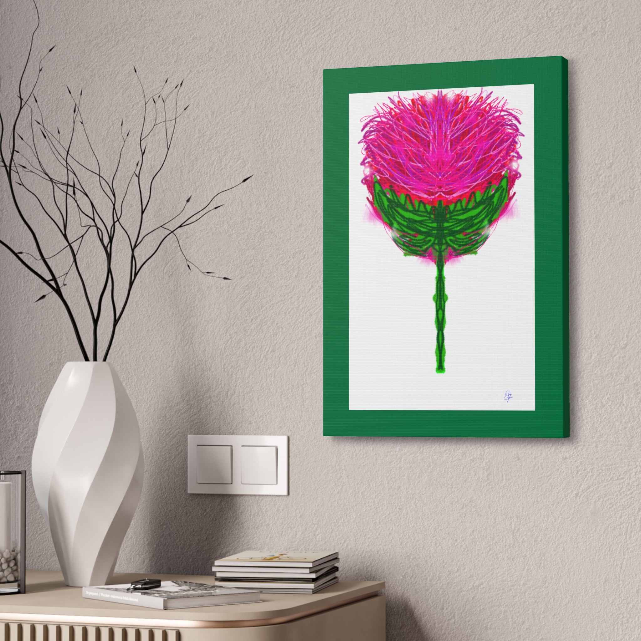 Pink Thistle Canvas Print — Stretched 1.5" Floral Wall Art