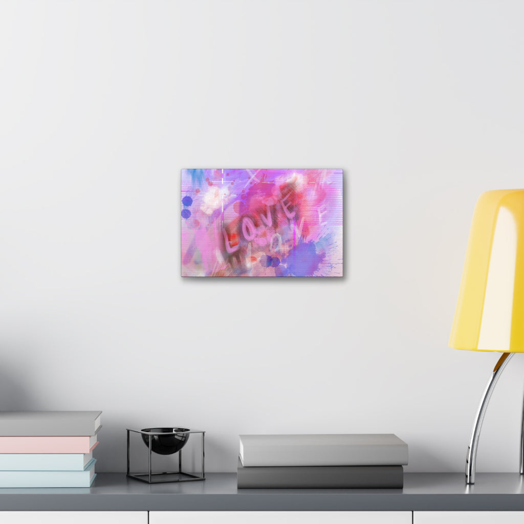 Love Vibes Canvas Wall Art — Pink Abstract Stretched Canvas