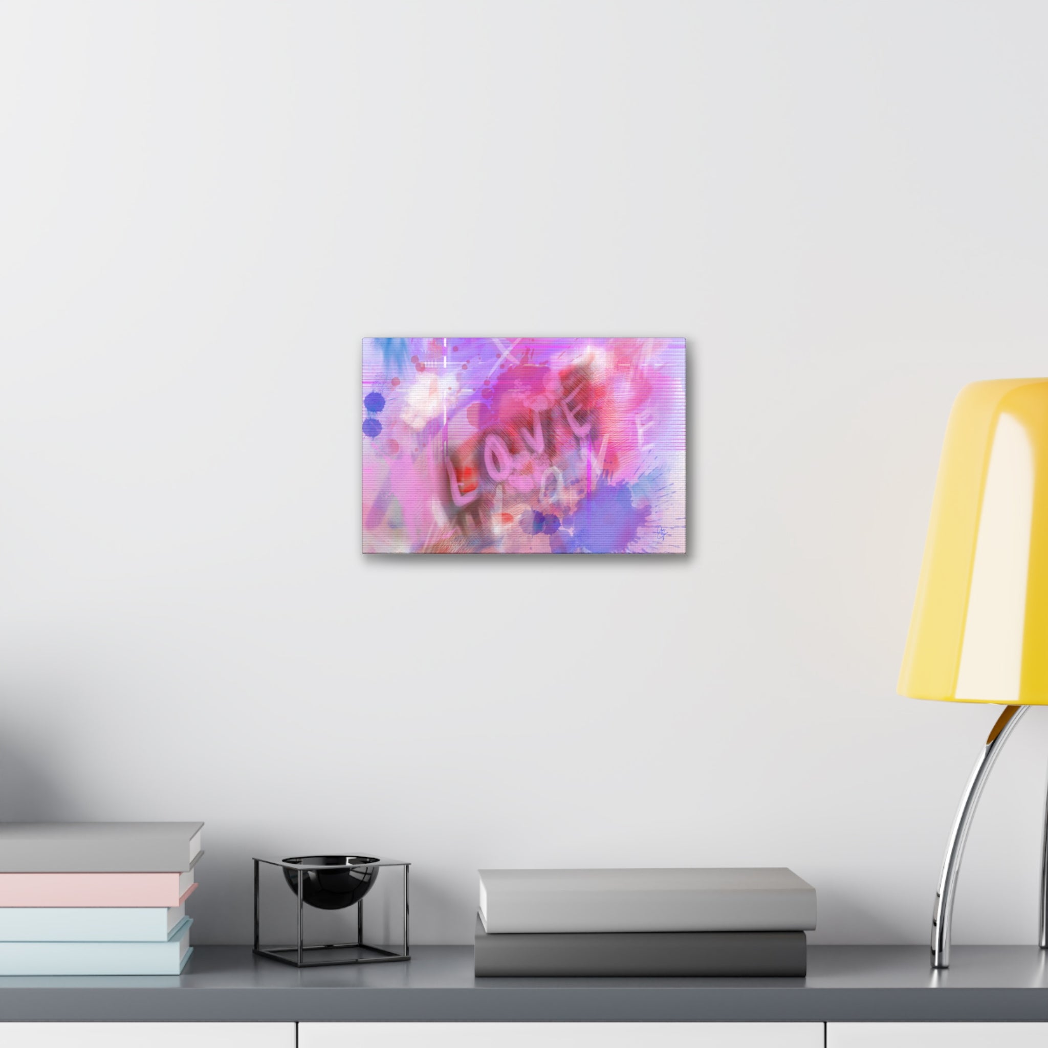Love Vibes Canvas Wall Art — Pink Abstract Stretched Canvas