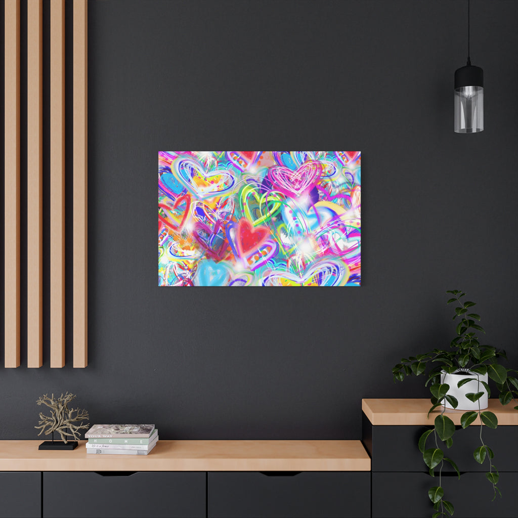Colorful Heart Graffiti Matte Canvas