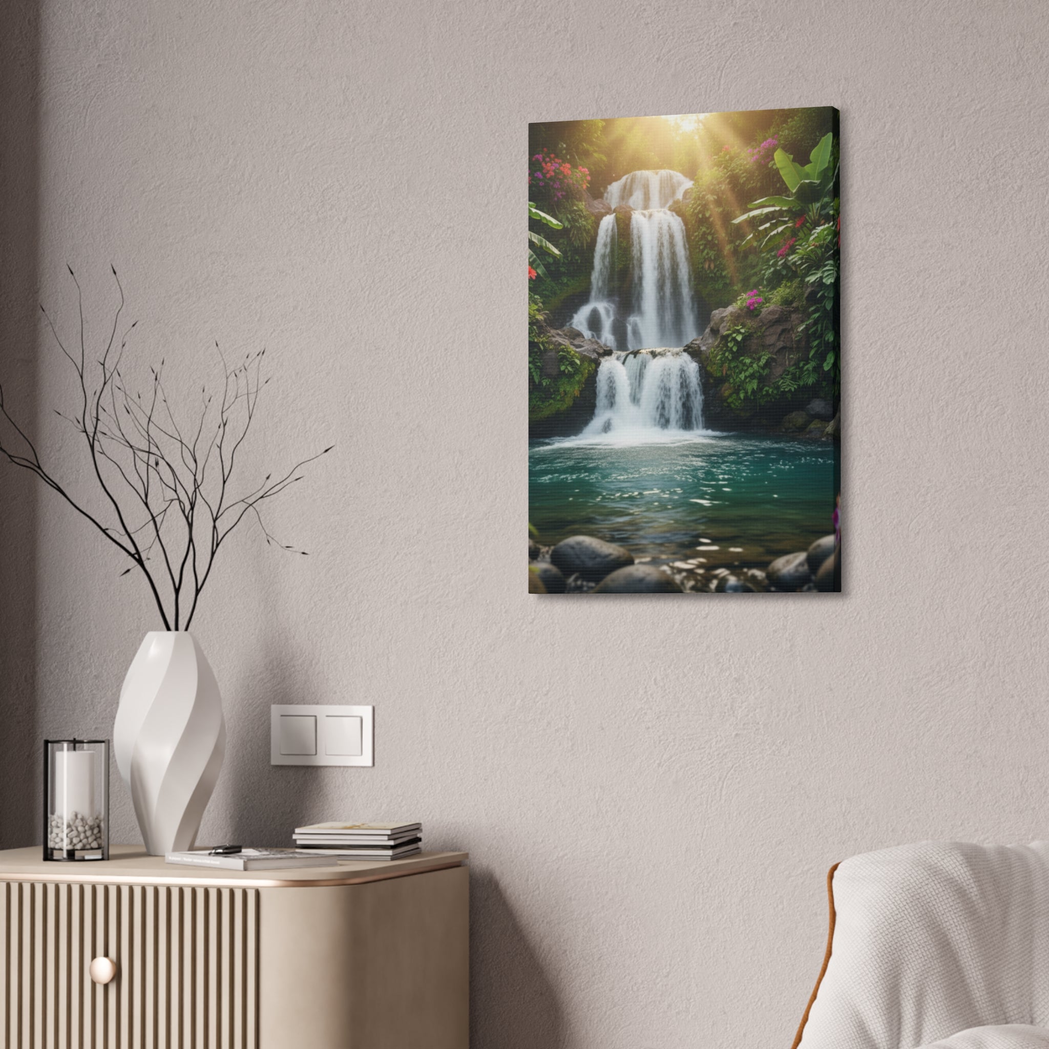Waterfall Canvas Wall Art – Stretched 1.5" Nature Print