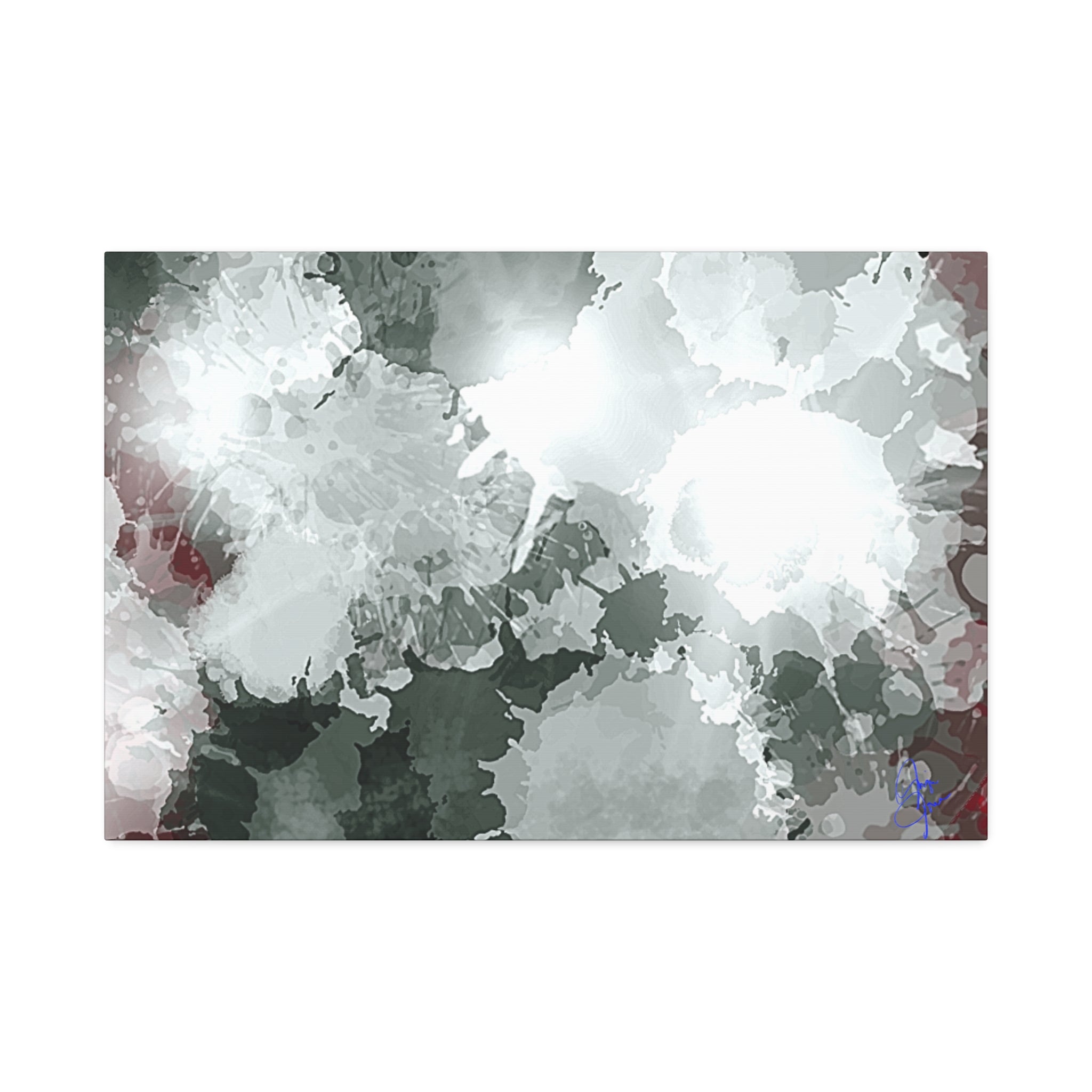 Abstract Gray Ink Splash Canvas