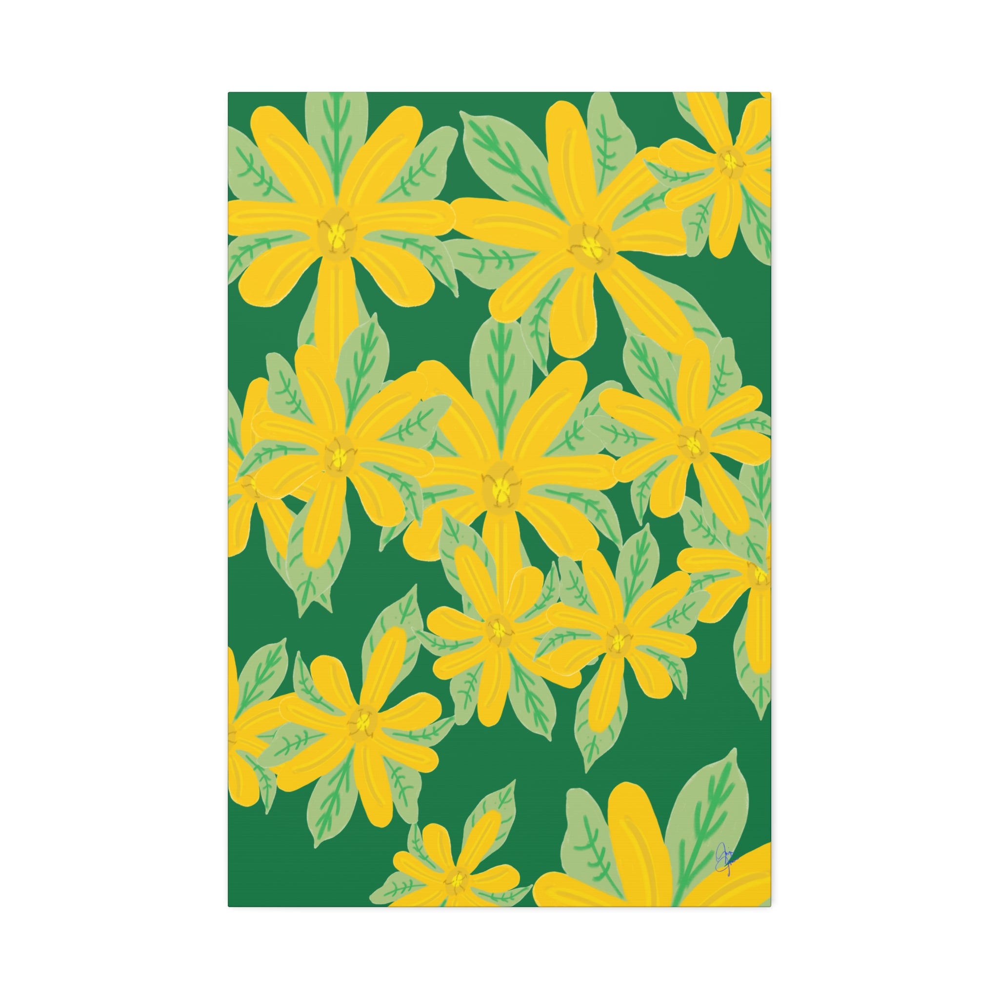 Yellow Daisy Canvas Wall Art — Bright Floral Stretched Canvas (1.5" Depth)