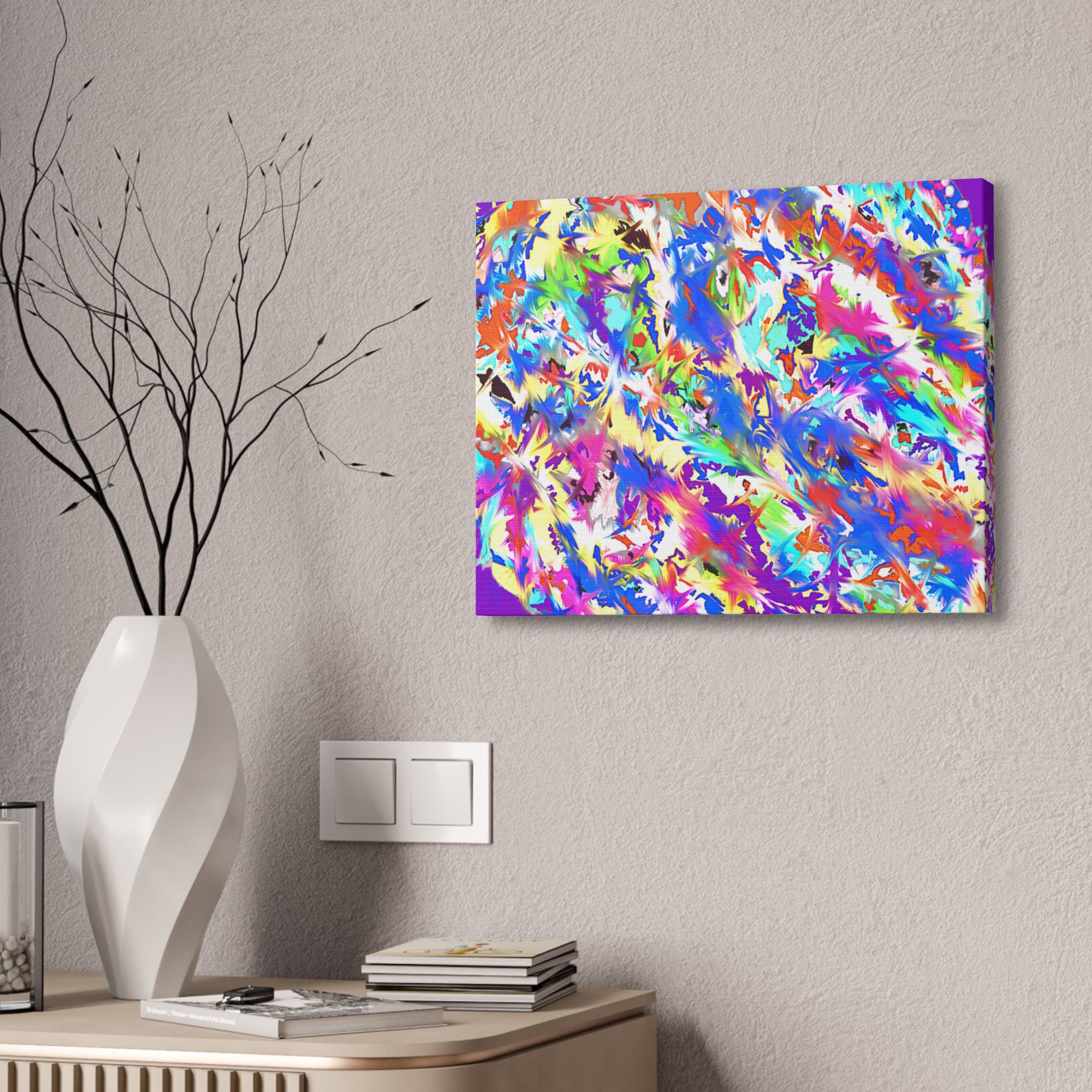 Abstract Rainbow Splash Canvas Print — Colorful Stretched Wall Art (1.5" Edge)