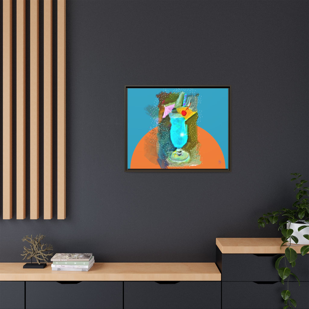 Tropical Blue Cocktail Canvas Print — Framed Matte Bar Art