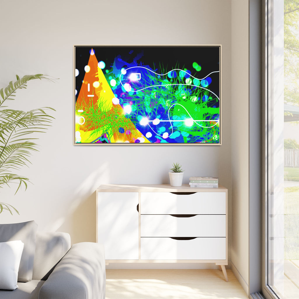 Abstract Neon Wave Matte Canvas Framed Art