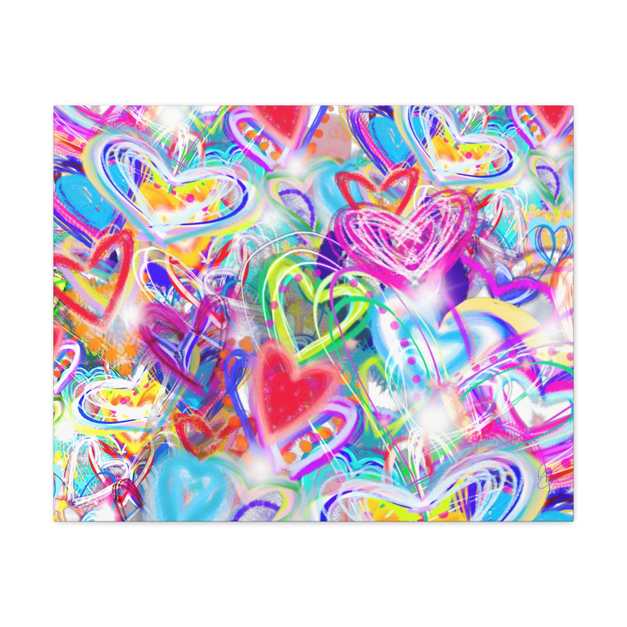 Colorful Heart Graffiti Matte Canvas