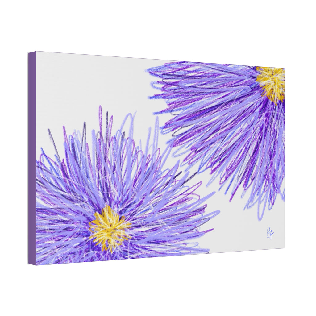 Purple Aster Floral Canvas Wrap – Vibrant Botanical Wall Art, 1.5" Stretched