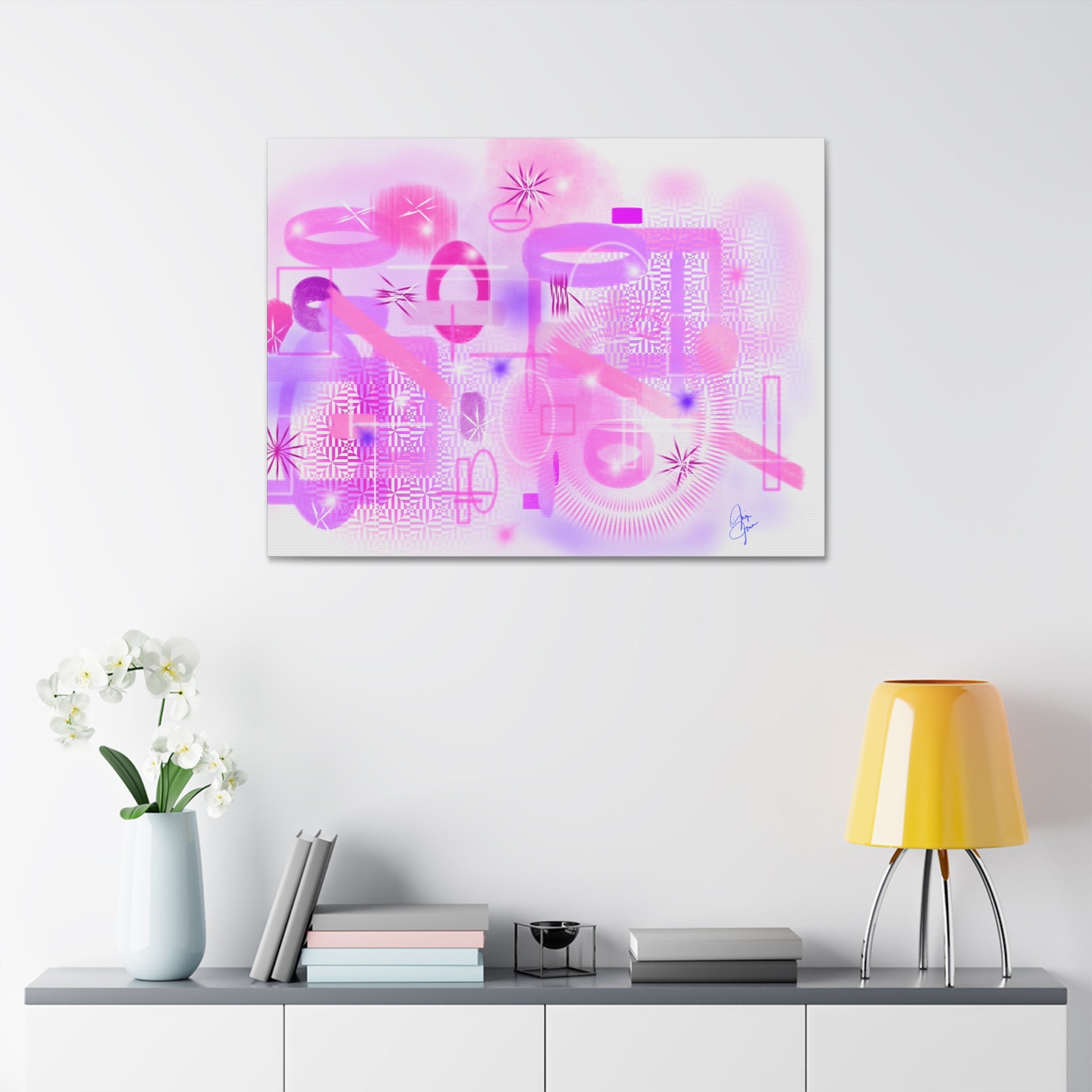 Abstract Pink Dream Canvas Wall Art — Modern Pastel Geometric Print