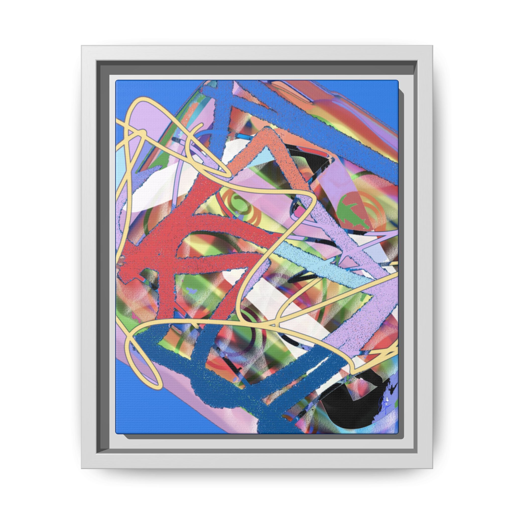 Abstract Multi‑Color Framed Canvas Art – Vibrant Modern Wall Decor
