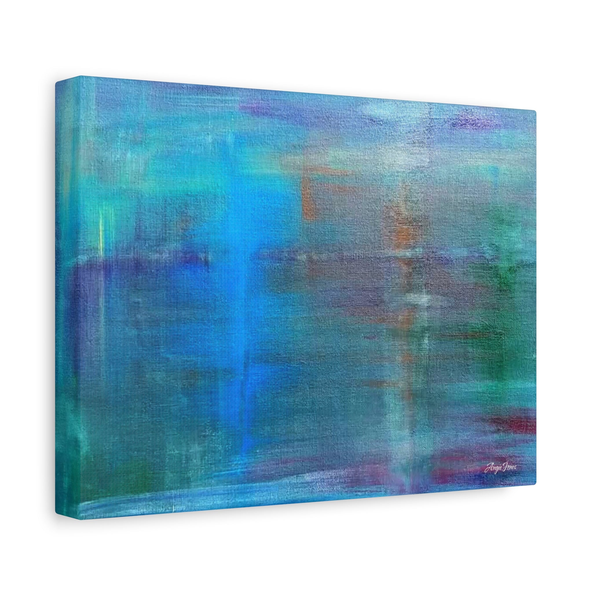 Abstract Blue-Green Matte Canvas Print – Stretched 1.25" Wall Art