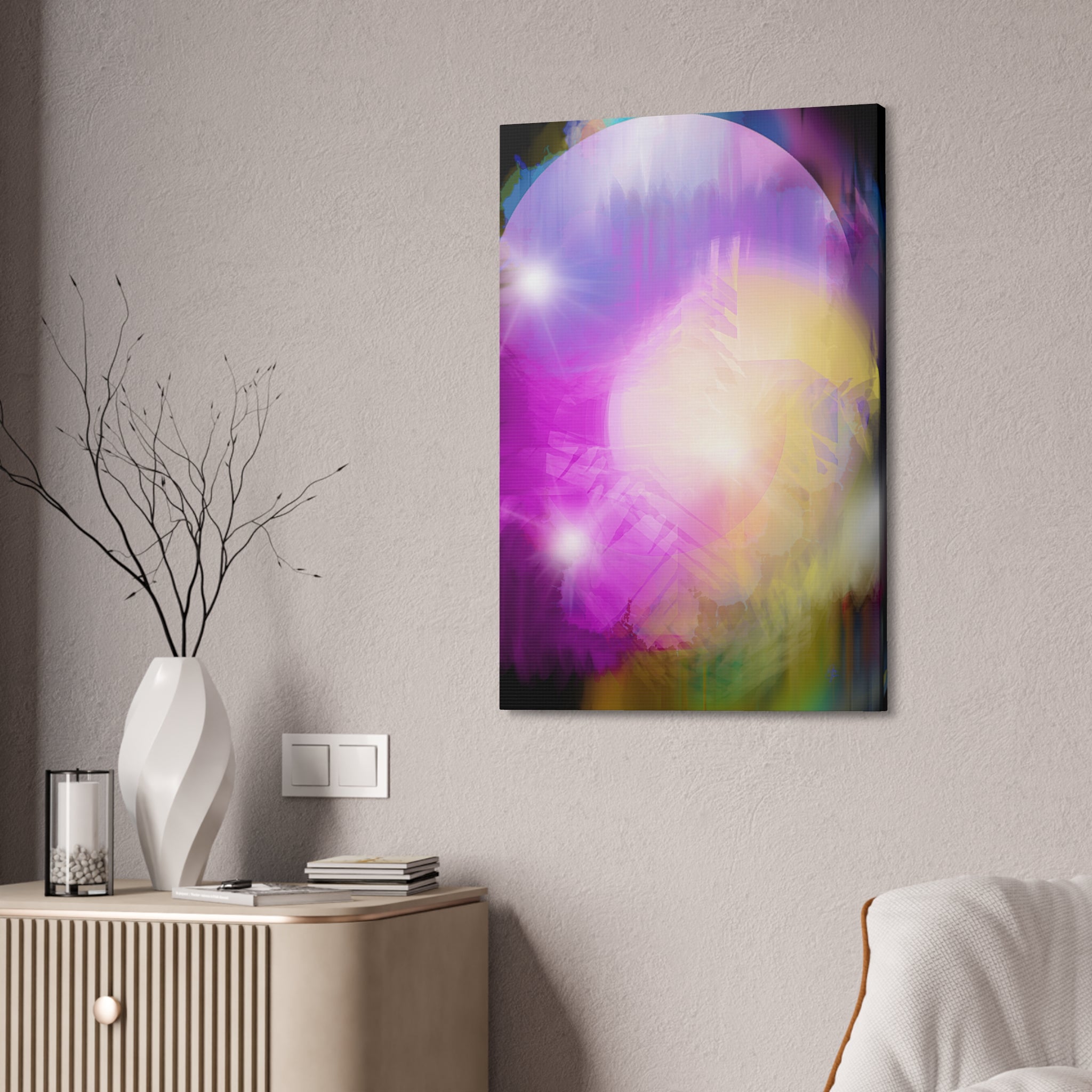Abstract Aurora Canvas Print — Vibrant Pink & Purple Stretched Wall Art