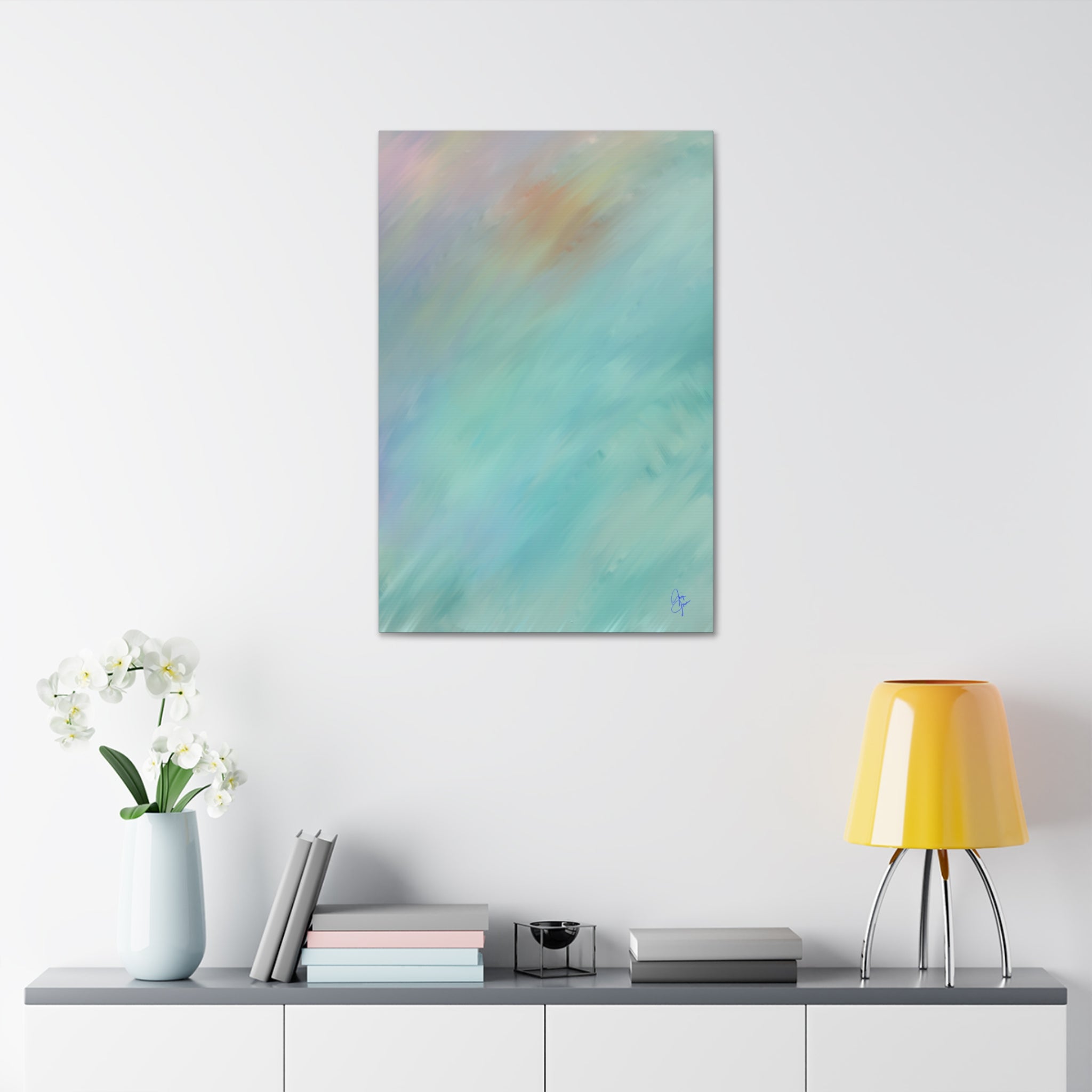 Abstract Teal Watercolor Canvas Print — Stretched 1.5" Edge
