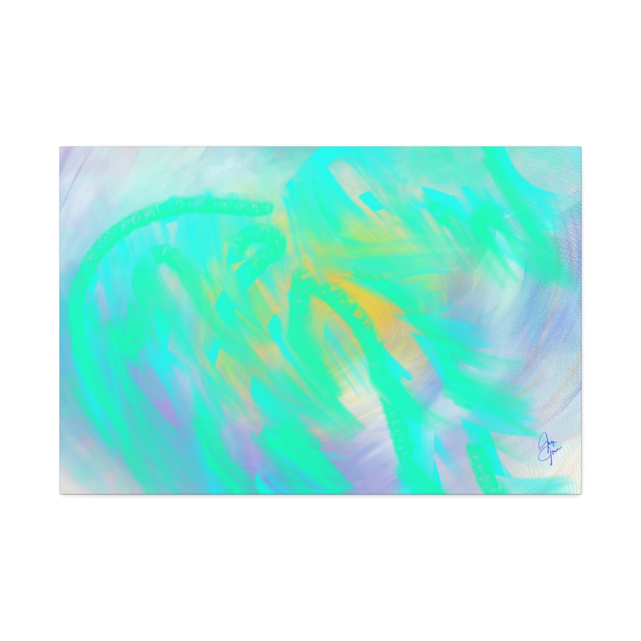 Turquoise Abstract Canvas Print – Ocean Breeze Stretched Wall Art