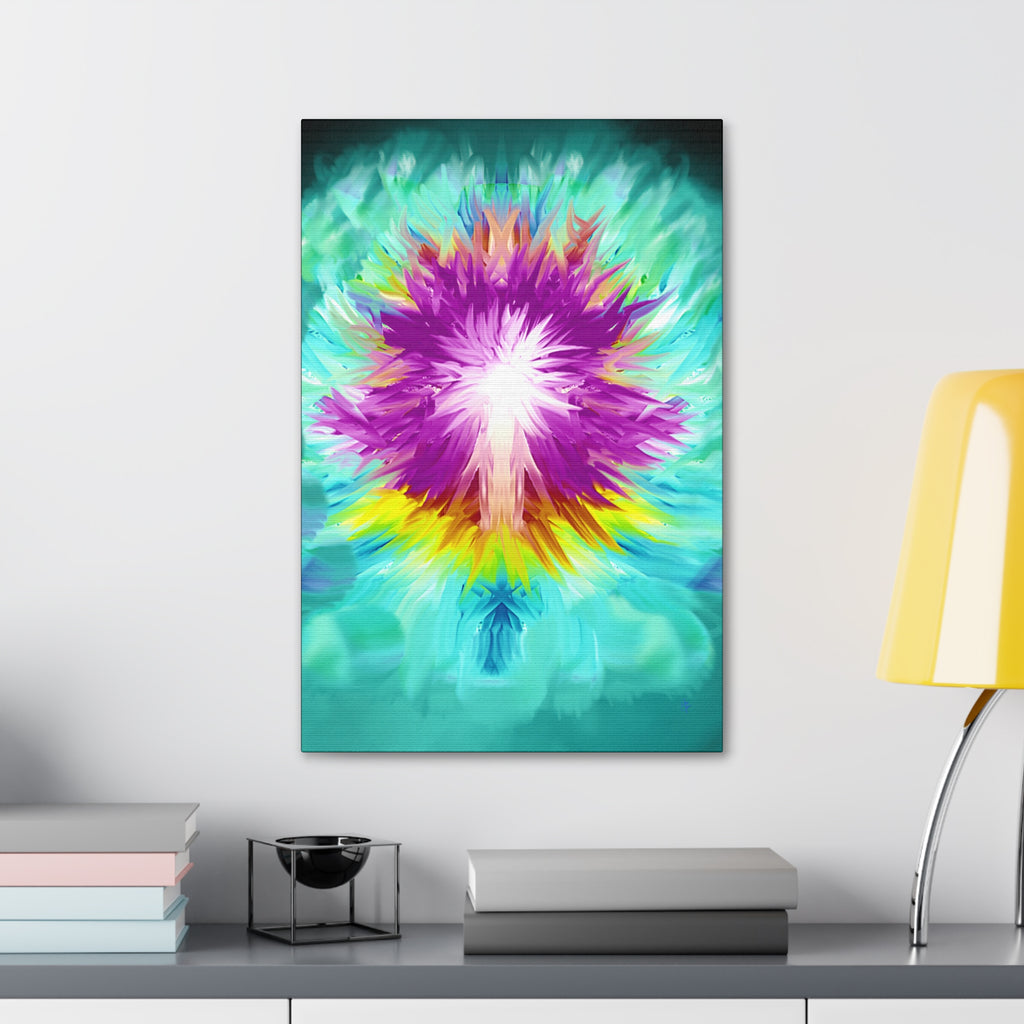 Abstract Radiant Burst Canvas - Vibrant Purple Floral Wall Art (Stretched 1.5")
