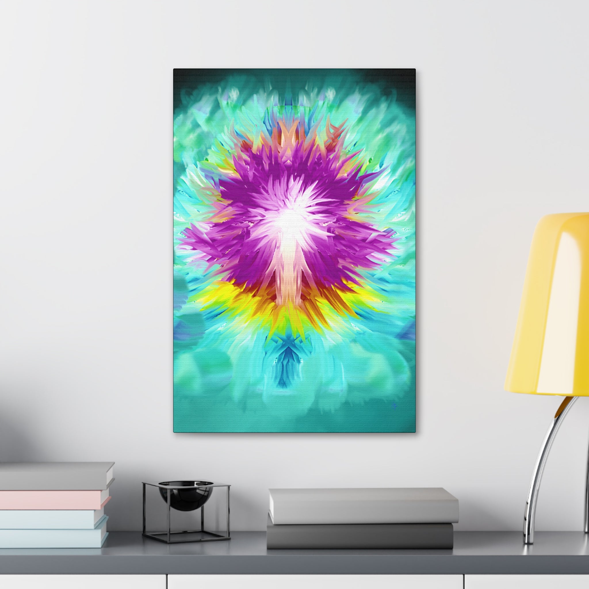 Abstract Radiant Burst Canvas - Vibrant Purple Floral Wall Art (Stretched 1.5")