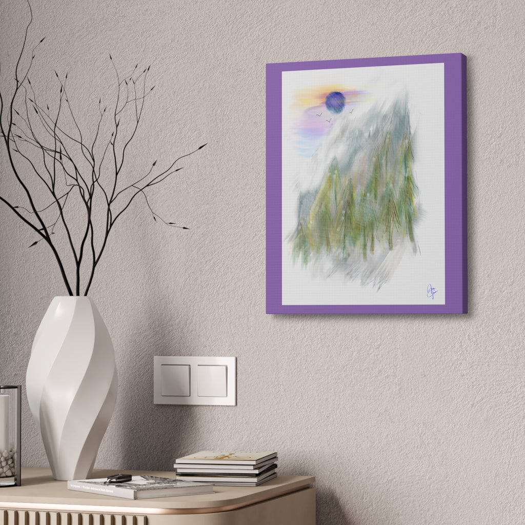 Mountain Mist Canvas Print — Green Stretched Wall Art