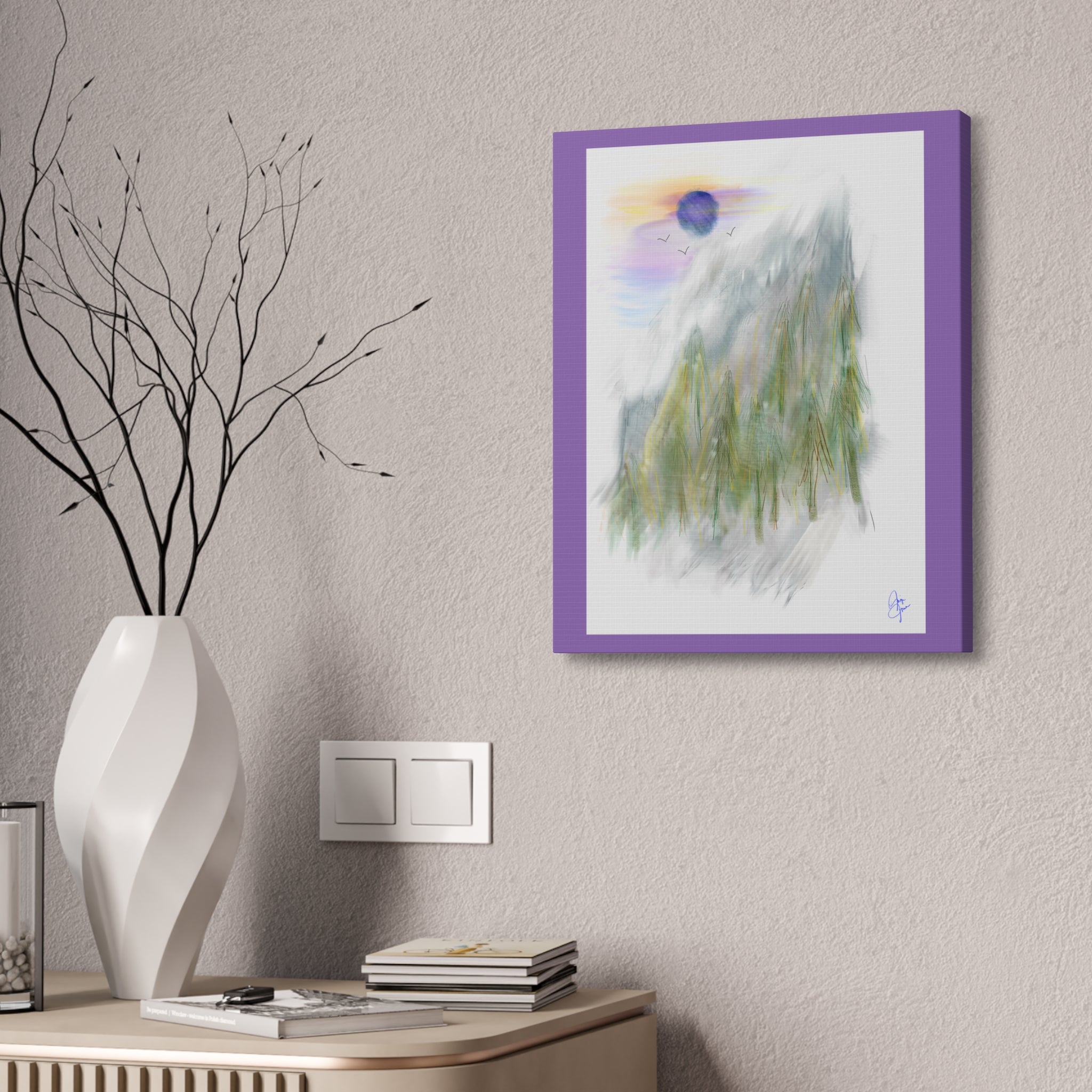 Mountain Mist Canvas Print — Green Stretched Wall Art