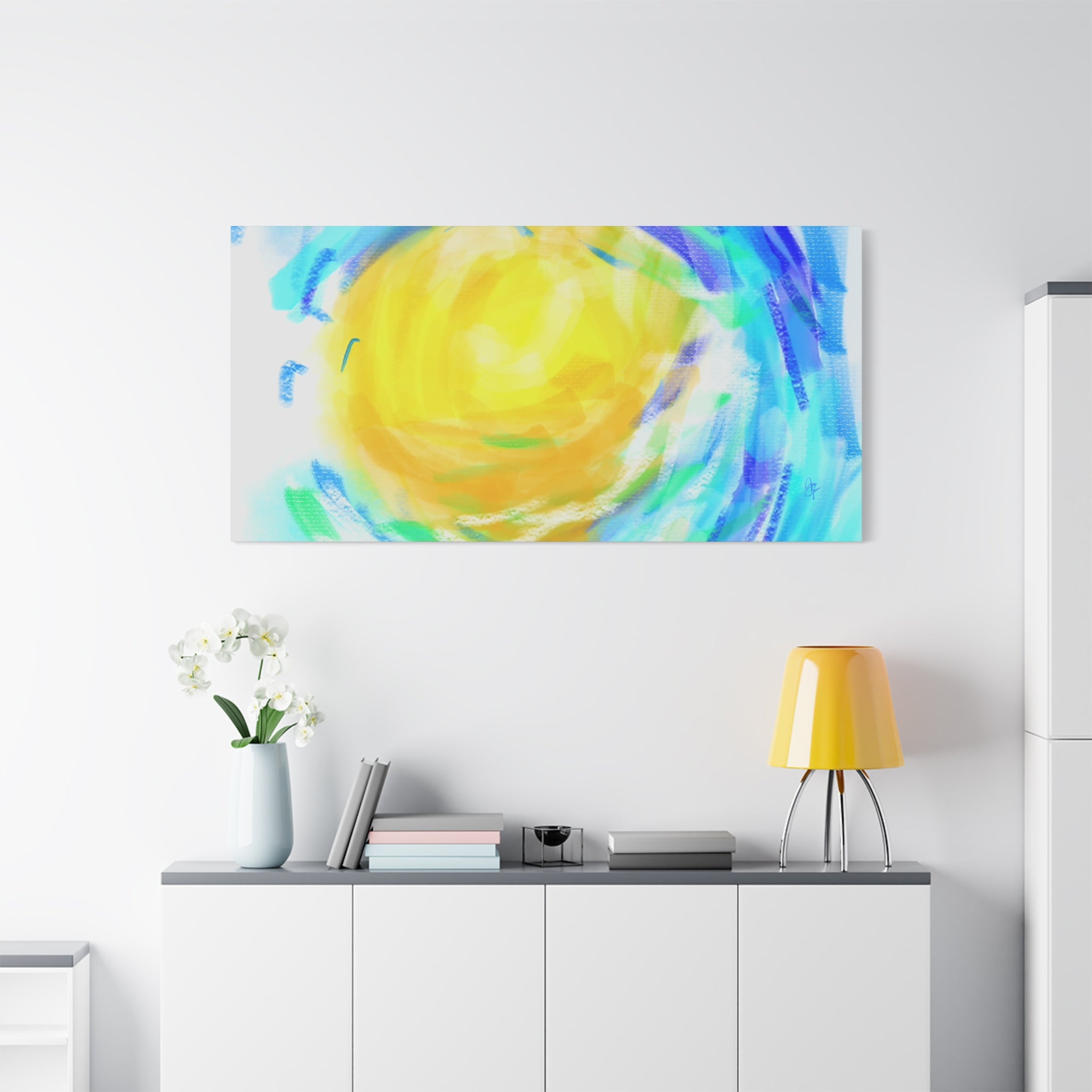 Abstract Sunburst Canvas Art — Vibrant Swirl Matte Stretched Canvas