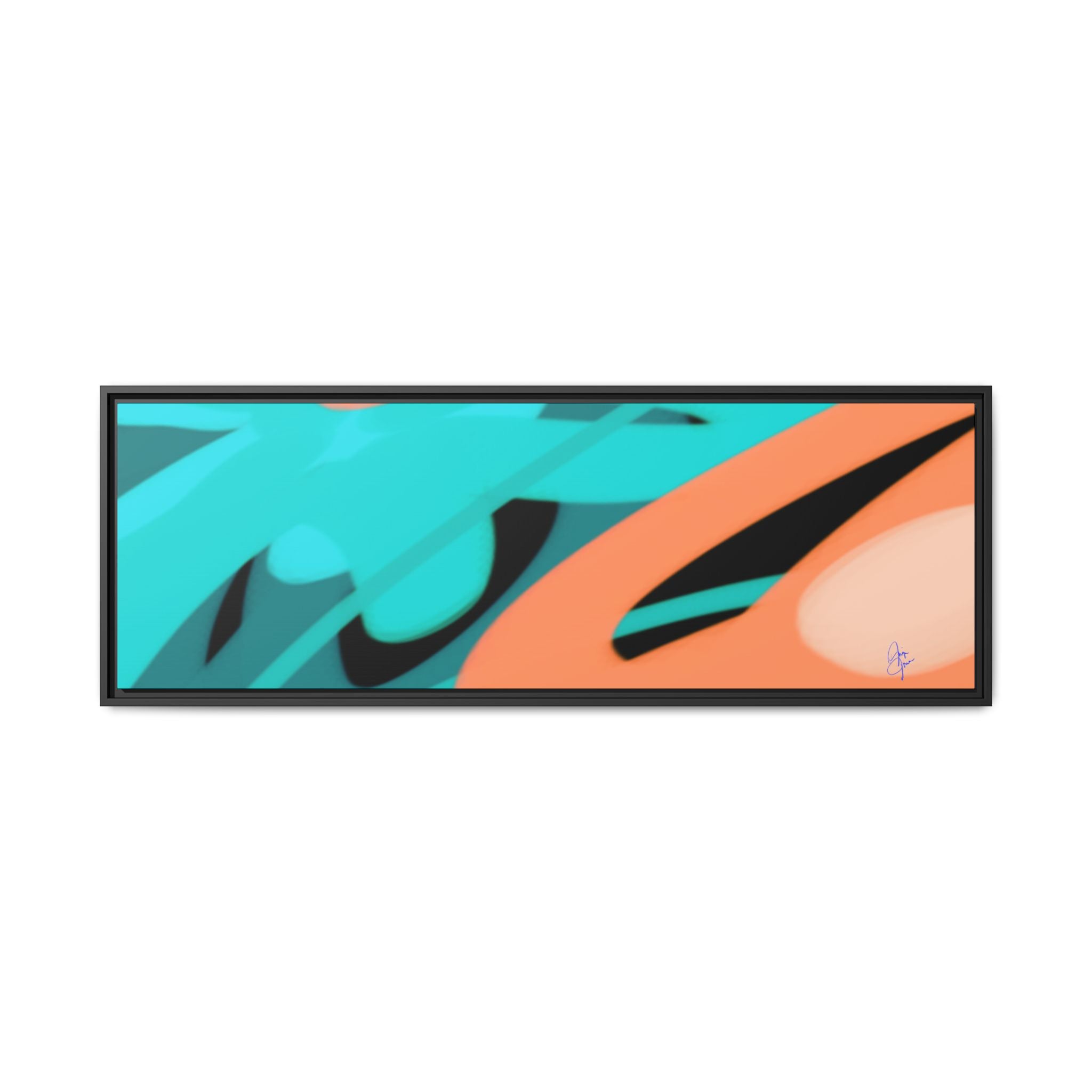 Abstract Teal & Coral Splash Framed Canvas