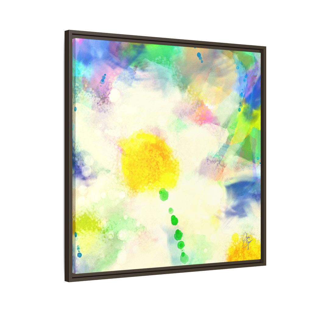 Framed Matte Canvas - Watercolor Yellow Floral Abstract Wall Art
