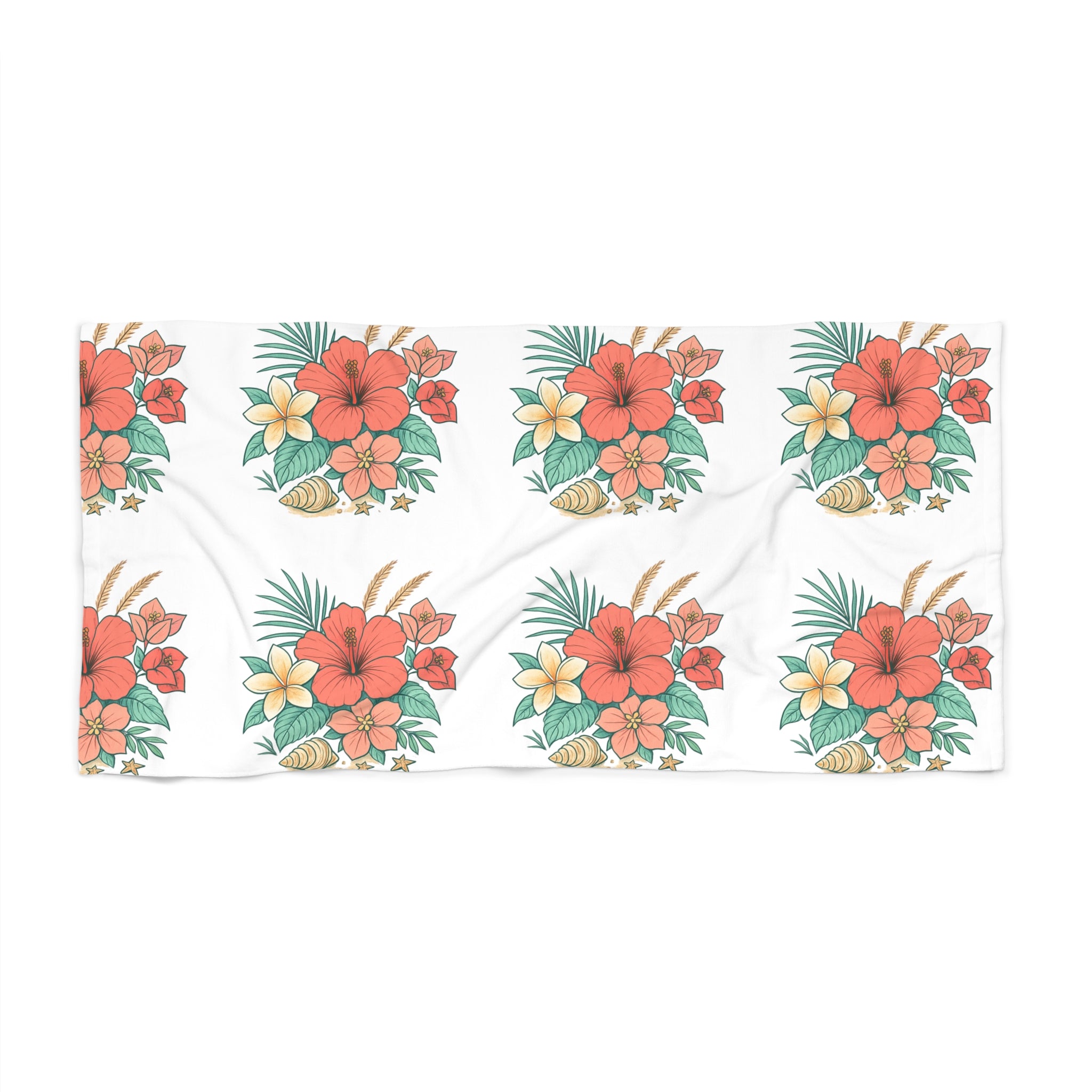 Tropical Hibiscus Beach Towel — Floral Luau Pattern for Summer & Vacation