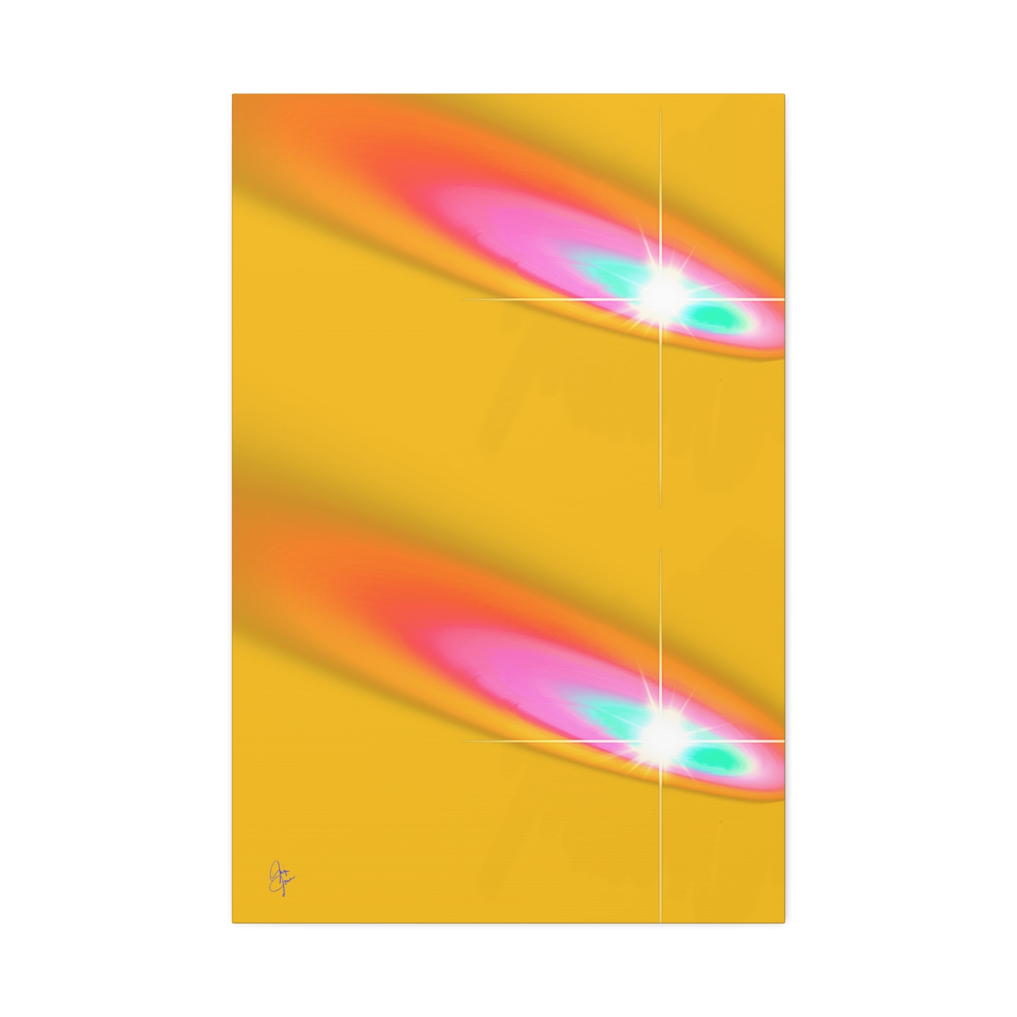 Abstract Neon Comet Canvas — Vibrant Turquoise & Pink Stretched Wall Art (1.5" Depth)