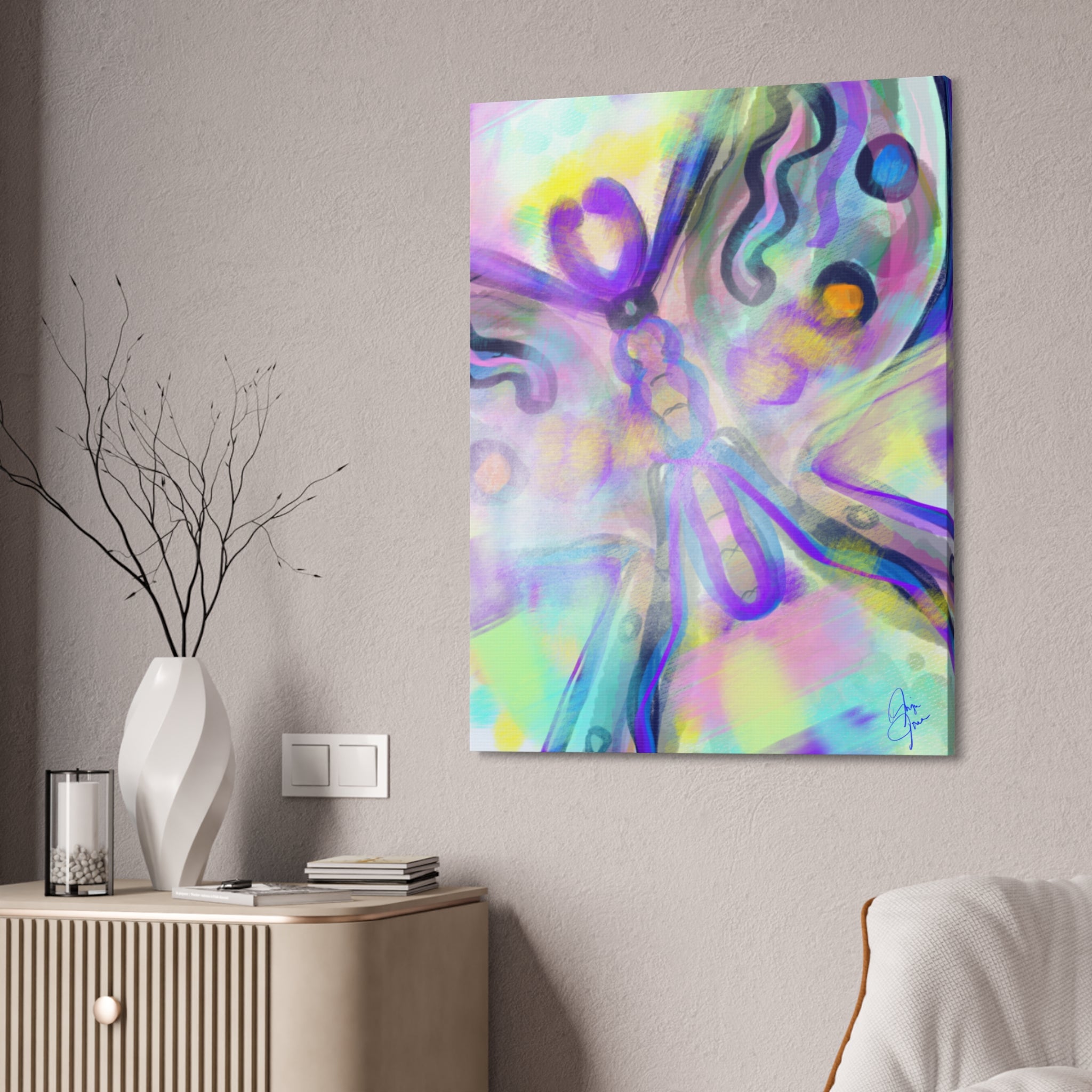 Abstract Pastel Butterfly Canvas — Stretched 1.5" Wall Art