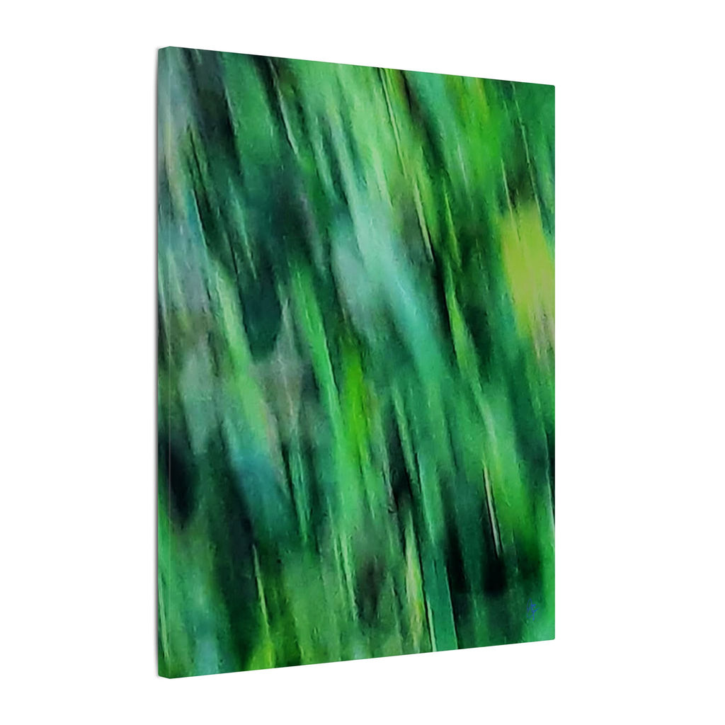 Green Abstract Blur Canvas Wall Art — Vibrant Nature-Inspired Matte Print