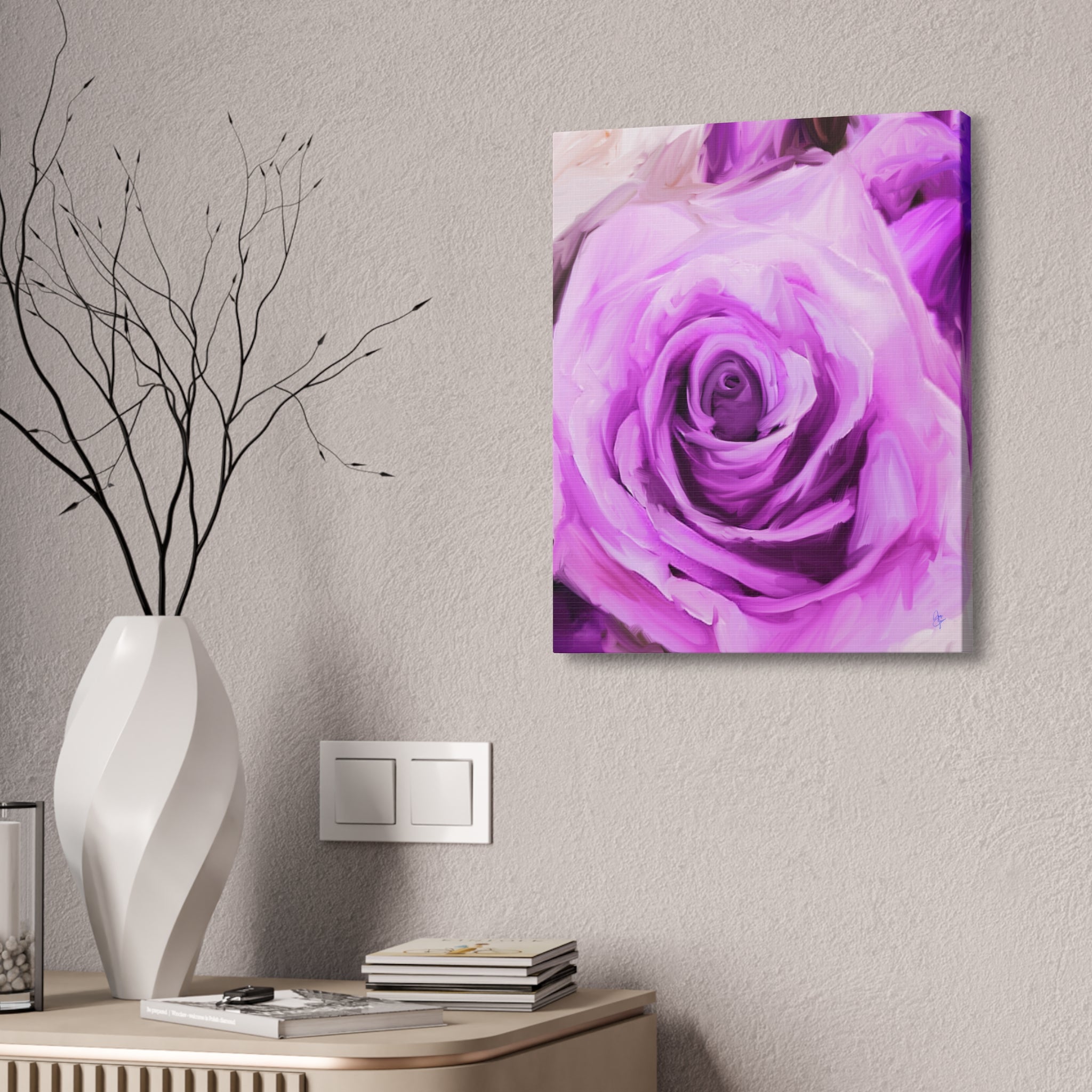 Lavender Rose Abstract Canvas Print — Stretched 1.5" Wall Art