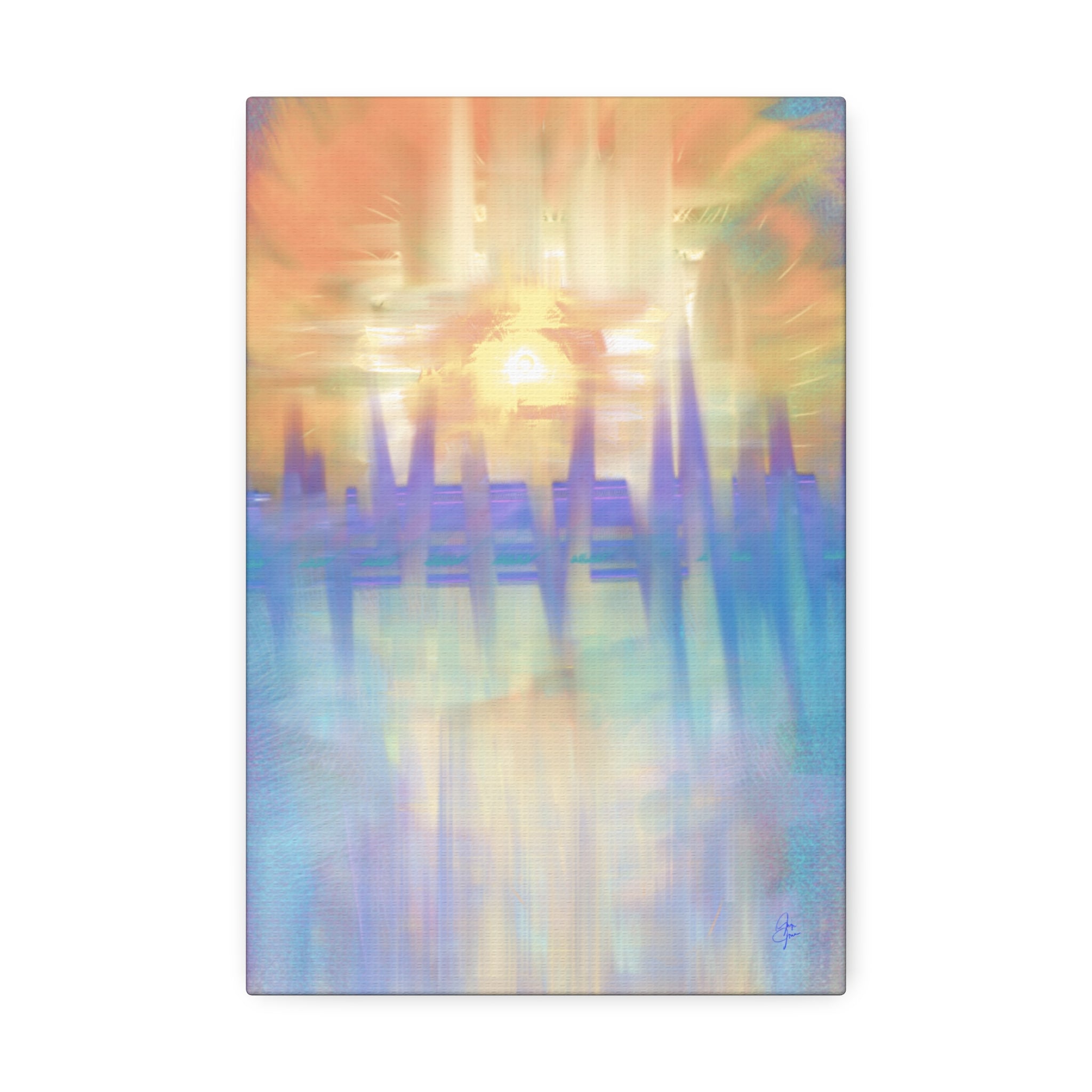 Sunrise Dreamscape Canvas Wall Art — Pastel Abstract Stretched Canvas (1.5")
