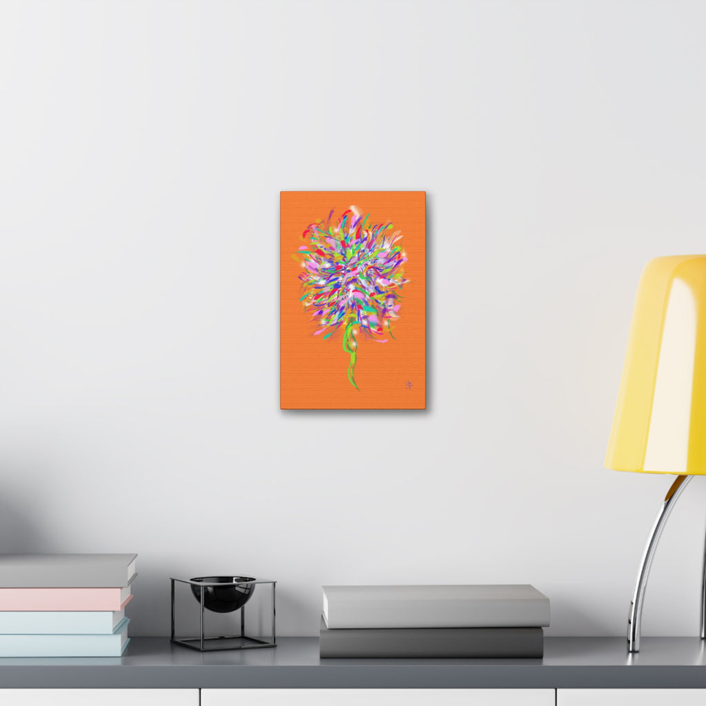 Abstract Floral Burst Canvas Print — Colorful Flower Wall Art on Deep Blue