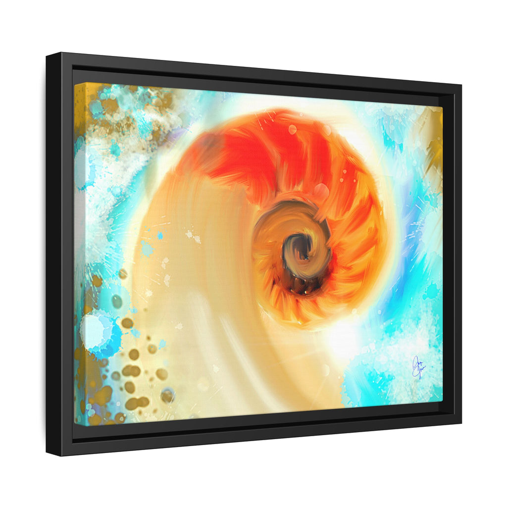 Framed Abstract Spiral Canvas Art — Vibrant Nautical Wave Print