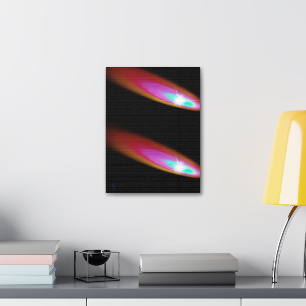 Abstract Neon Comet Canvas — Vibrant Turquoise & Pink Stretched Wall Art (1.5" Depth)