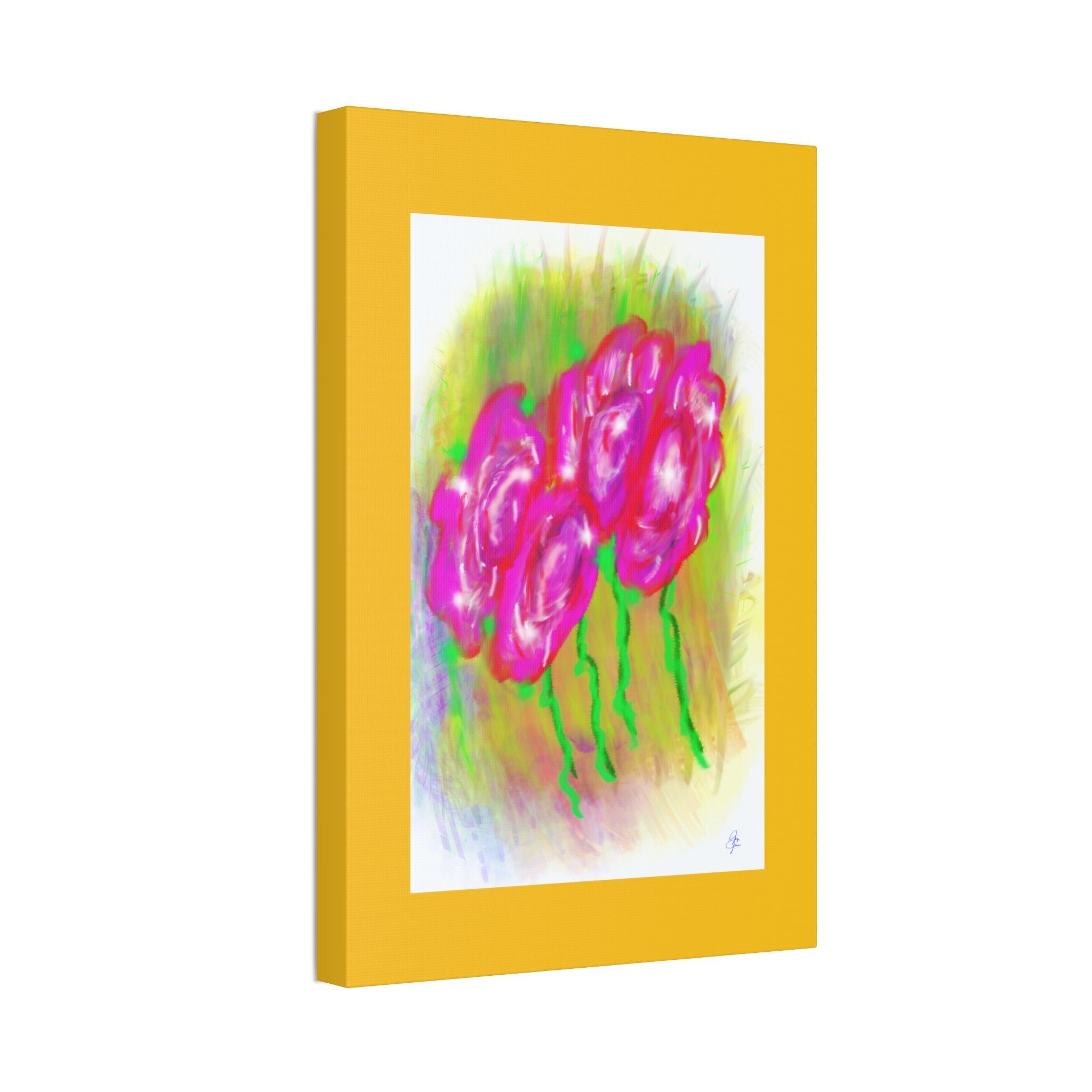 Pink Floral Pop Canvas Art — Stretched 1.5" Wall Print
