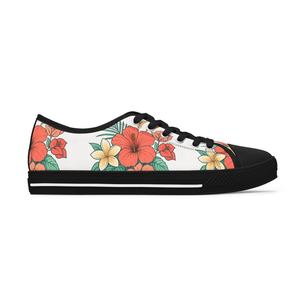 Floral Hibiscus Low Top Sneakers — Womens Tropical Canvas Shoes