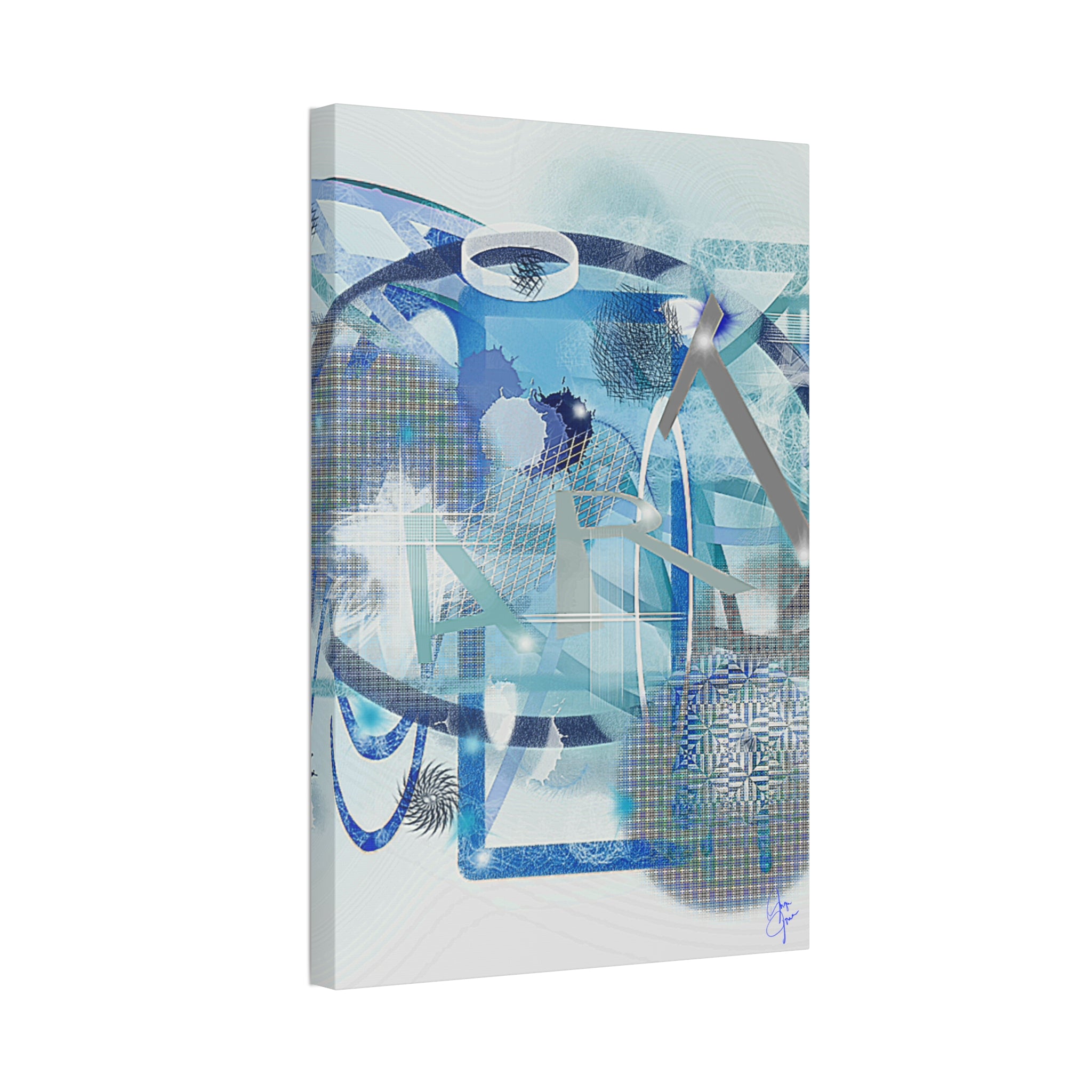 Abstract Blue Ocean Canvas Print – Modern Geometric Wall Art (Stretched 1.5")