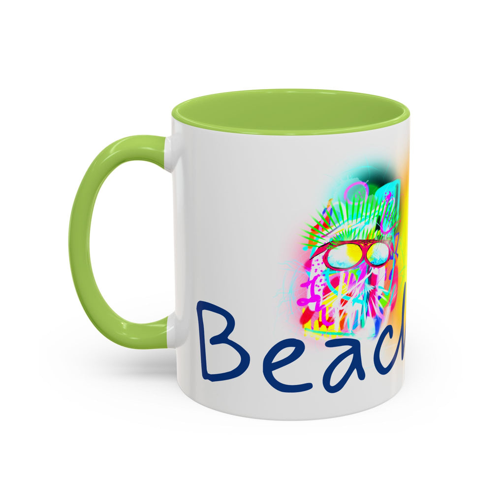 Beach Bum Coffee Mug — Colorful Retro Skull Design (11/15oz)