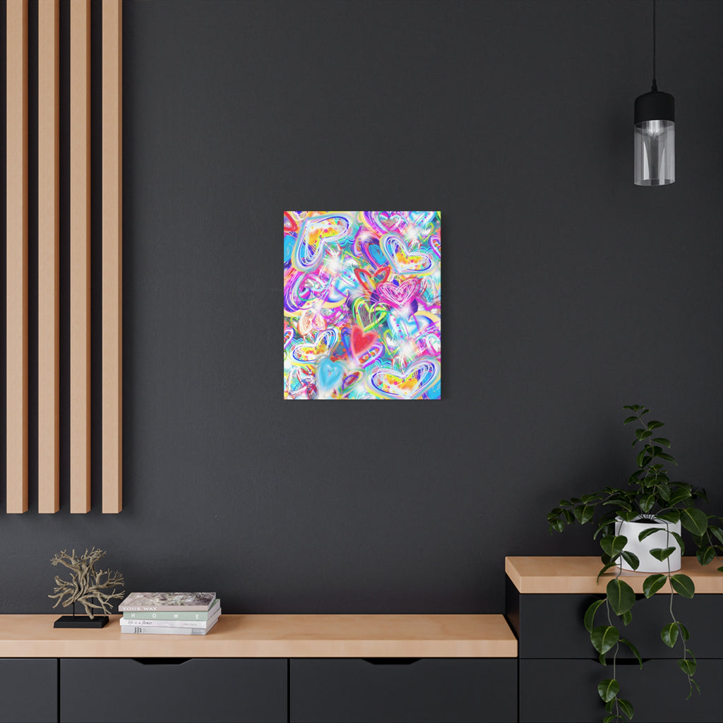 Colorful Heart Graffiti Matte Canvas